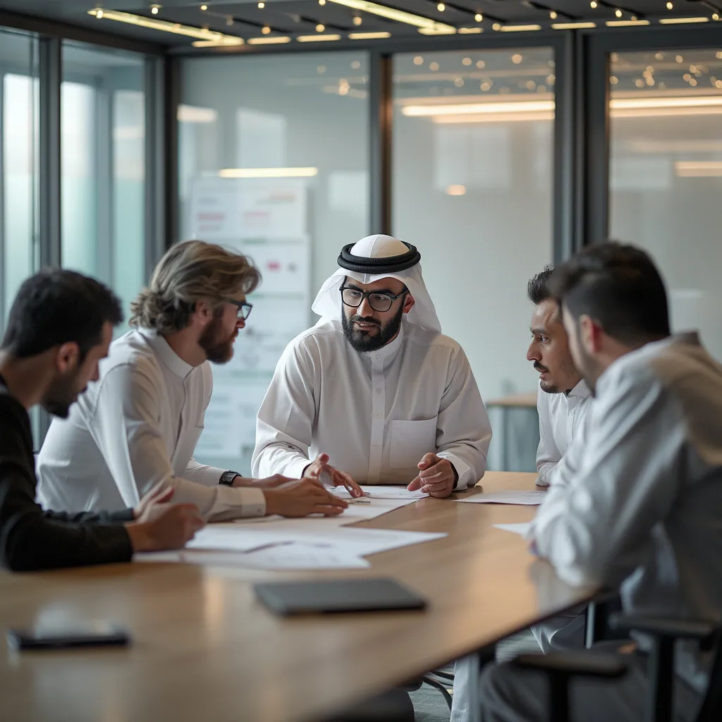 فريق يعمل على مشروع ناشئ